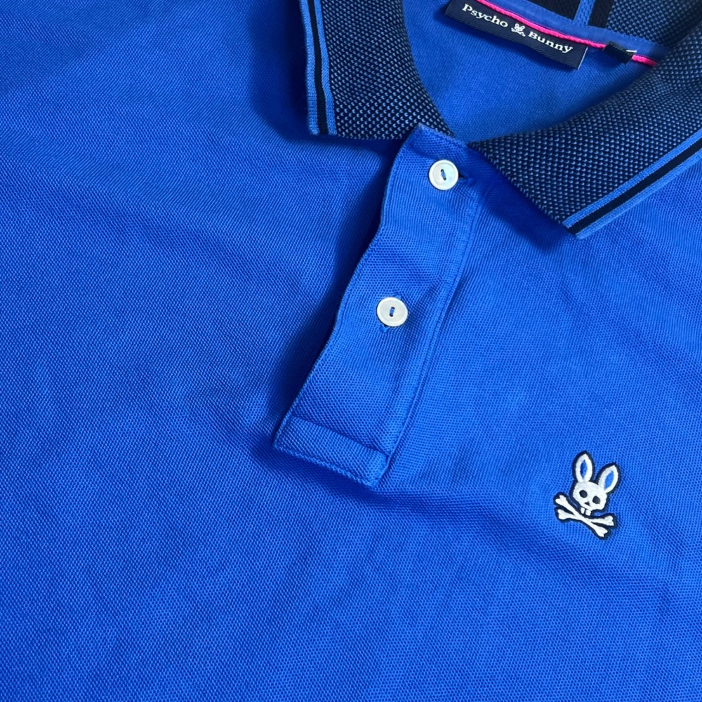 Psycho Bunny Polo Shirt Mens Designer Pima Cotton Short Sleeve 4 M Blue Logo